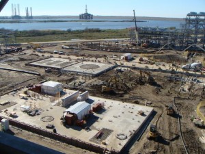 Liquefaction project along Sabine Pass between Texas and Louisiana, Many process units affected by flooding.